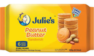 精选好货🉐️马来西亚经典Julie's 茱蒂丝花生酱三明治饼干每包内含6小包共180G